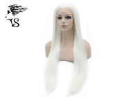 Silky Straight Synthetic Lace Front Wigs , Long White Blonde Synthetic Wigs