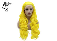 Bright Yellow Color Synthetic Wavy Lace Front Wigs For Rupuals Drag Race