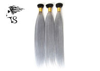 Straight Gray Ombre Human Hair Extensions Bundles , 8A Brazilian Human Hair Weave